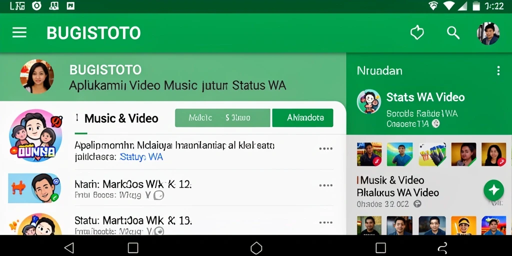 Antarmuka aplikasi BUGISTOTO yang menarik dan mudah digunakan untuk Status WA Video.