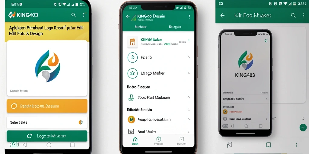 Antarmuka KING403 dengan fitur pembuat logo yang menarik dan mudah digunakan.