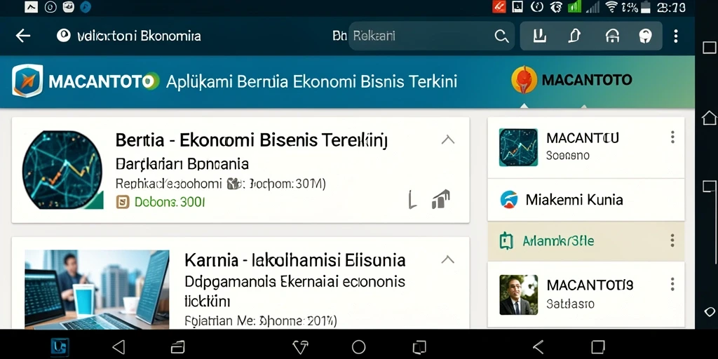 Antarmuka aplikasi MACANTOTO menampilkan berita ekonomi terbaru.