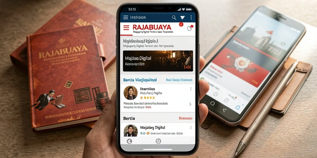 Screenshot antarmuka RAJABUAYA menampilkan konten Majalah Digital yang menarik.
