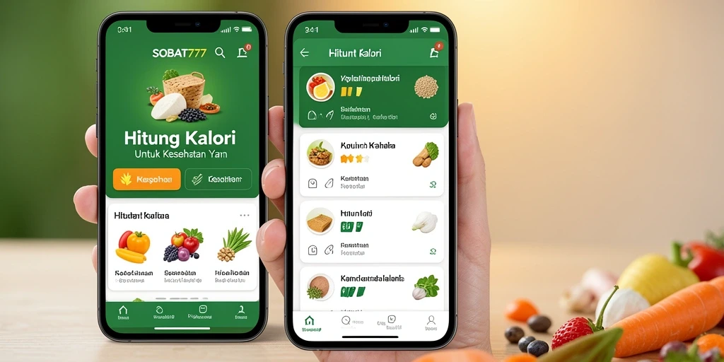 Antarmuka aplikasi SOBAT777 yang user-friendly untuk menghitung kalori.